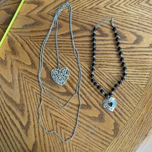 Two Silver Heart Necklaces